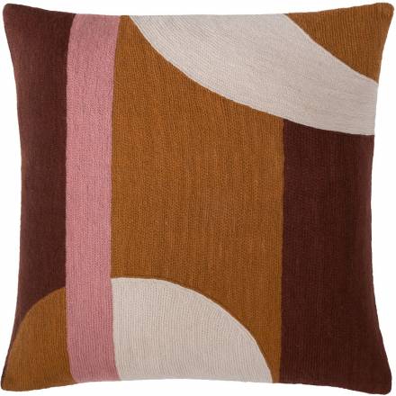 Judy Ross Textiles Hand-Embroidered Chain Stitch Luna Throw Pillow amber/oyster/sierra/dusty pink